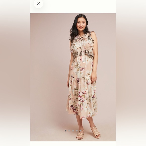 Anthropologie Dresses & Skirts - Anthropologie Kachel Sedona Sunrise Floral Silk Midi Dress Size 4